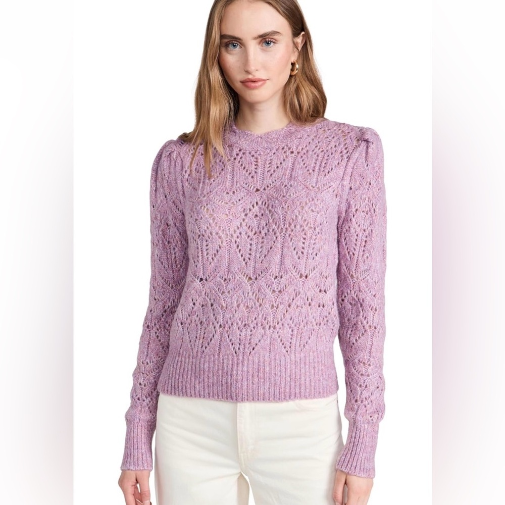 Evy Puff Sleeve Open Stitch Sweater by ASTR the Label size M